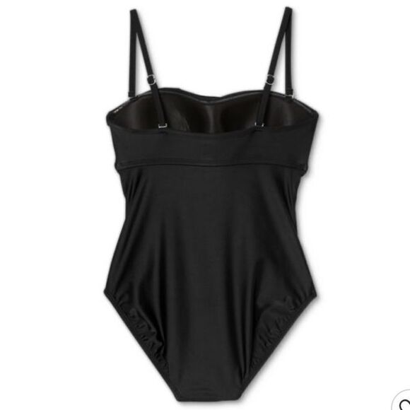 Kona Sol Black Women's Crochet Flounce High Coverage One Piece Swimsuit - Picture 6 of 7